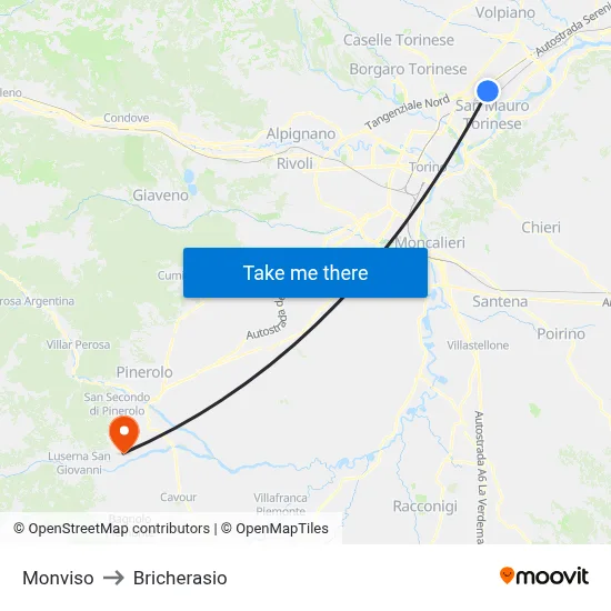 Monviso to Bricherasio map