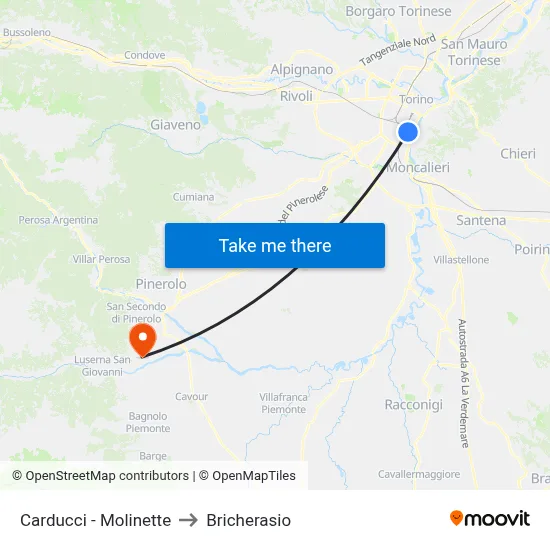Carducci - Molinette to Bricherasio map