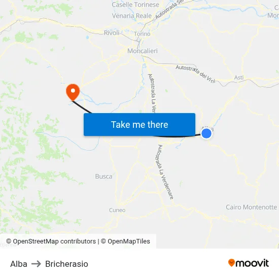 Alba to Bricherasio map