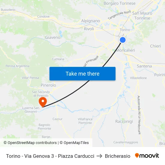 Turin - Genoa Street 3 - Carducci Square to Bricherasio map