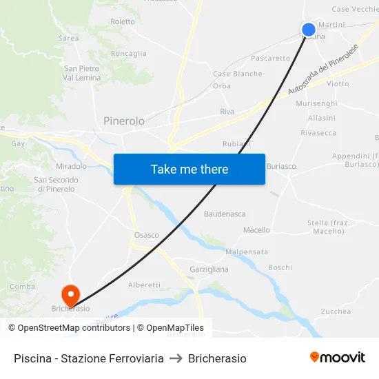 Piscina - Railway Station to Bricherasio map