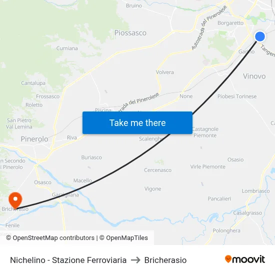 Nichelino - Railway Station to Bricherasio map