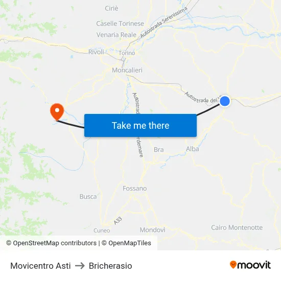 Asti Movicentro to Bricherasio map