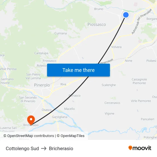 Cottolengo South to Bricherasio map