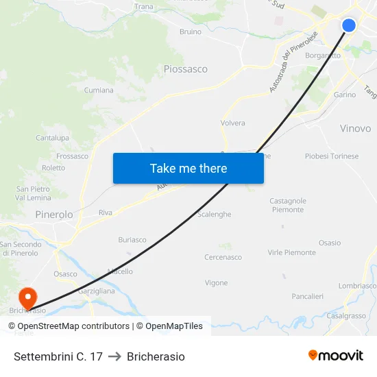 Settembrini No. 17 to Bricherasio map