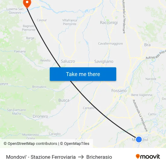 Mondovi - Railway Station to Bricherasio map