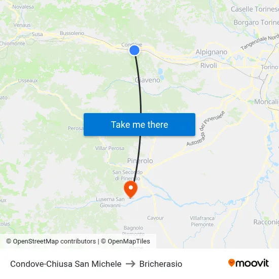 Condove-Chiusa San Michele to Bricherasio map