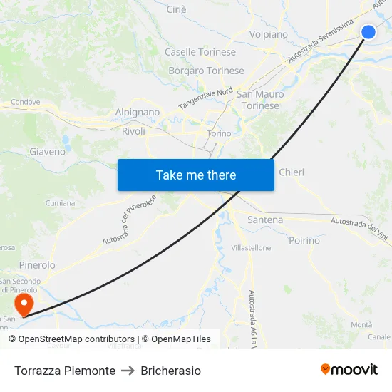 Torrazza Piemonte to Bricherasio map