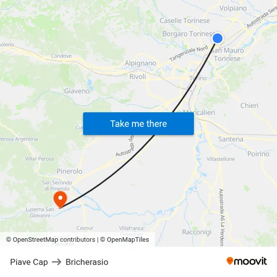 Piave Cap to Bricherasio map