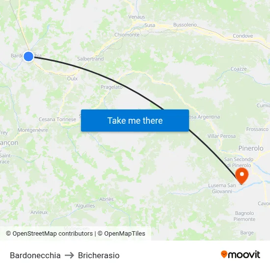 Bardonecchia to Bricherasio map