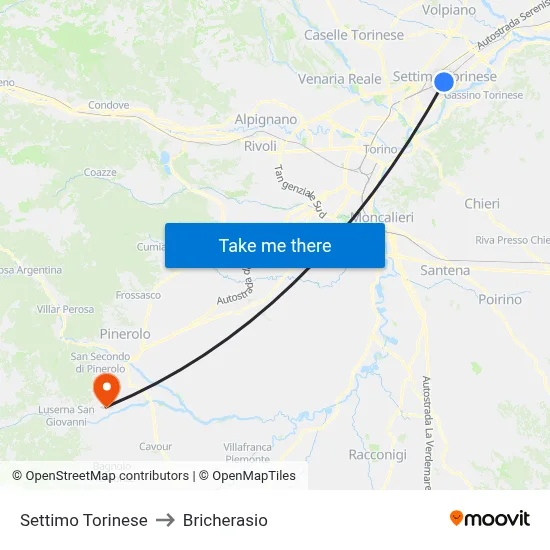 Settimo Torinese to Bricherasio map