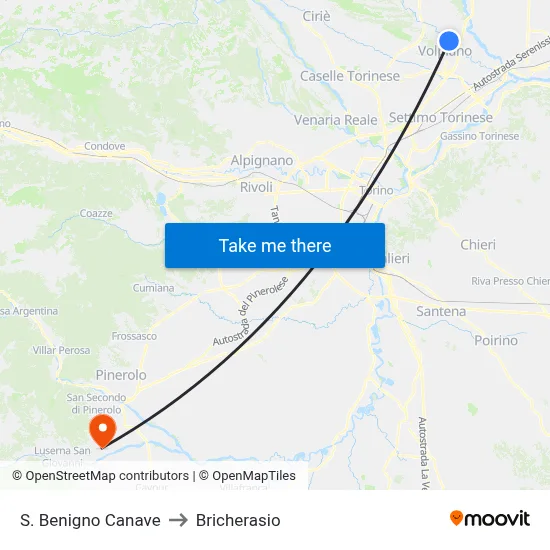 San Benigno Canave to Bricherasio map