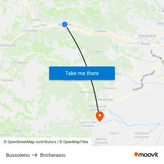 Bussoleno to Bricherasio map