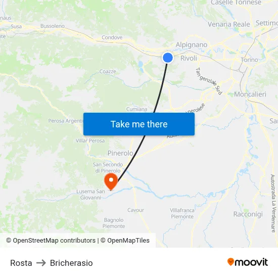 Rosta to Bricherasio map