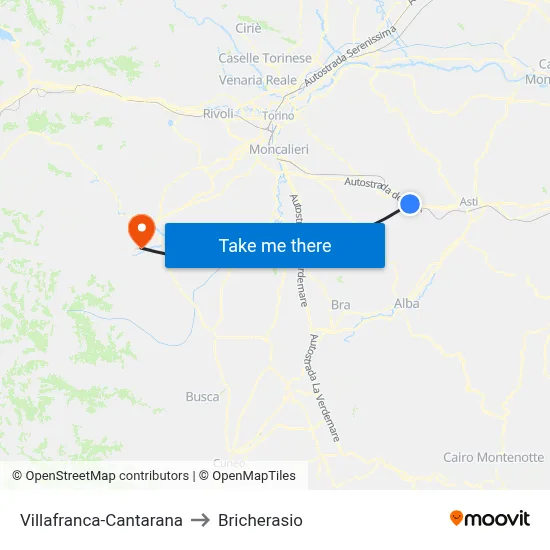 Villafranca-Cantarana to Bricherasio map