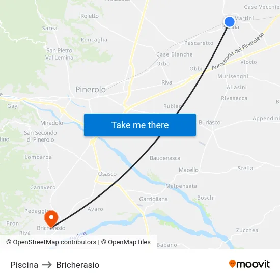 Swimming Pool to Bricherasio map