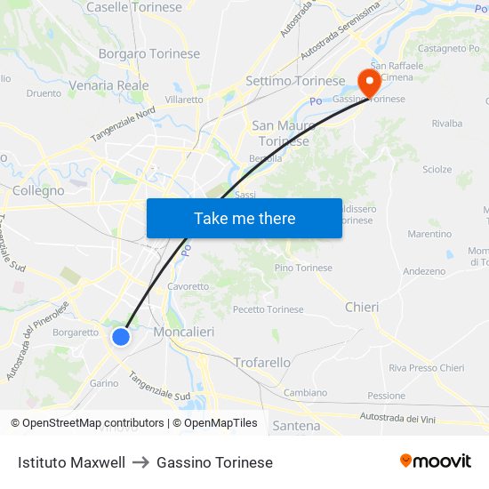 Istituto Maxwell to Gassino Torinese map