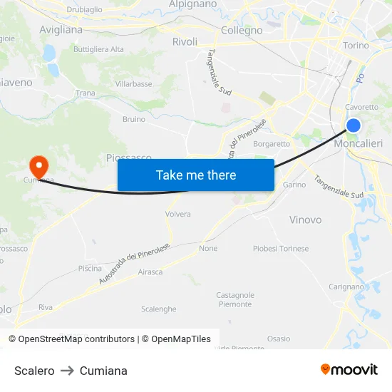 Scalero to Cumiana map