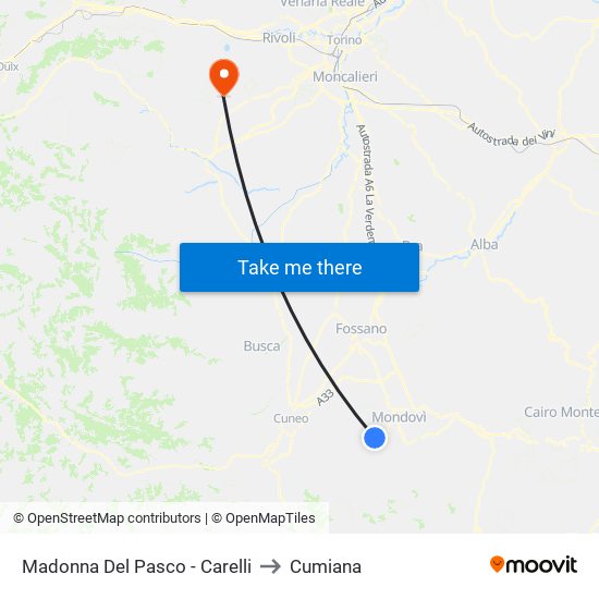 Madonna Del Pasco - Carelli to Cumiana map
