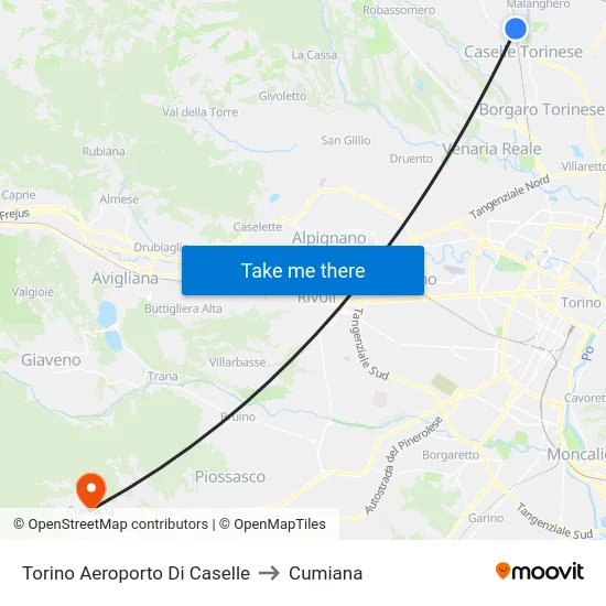 Torino Aeroporto Di Caselle to Cumiana map