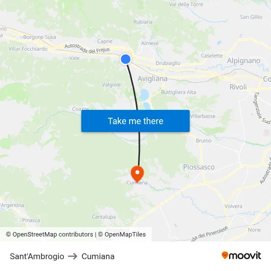 Saint Ambrose to Cumiana map