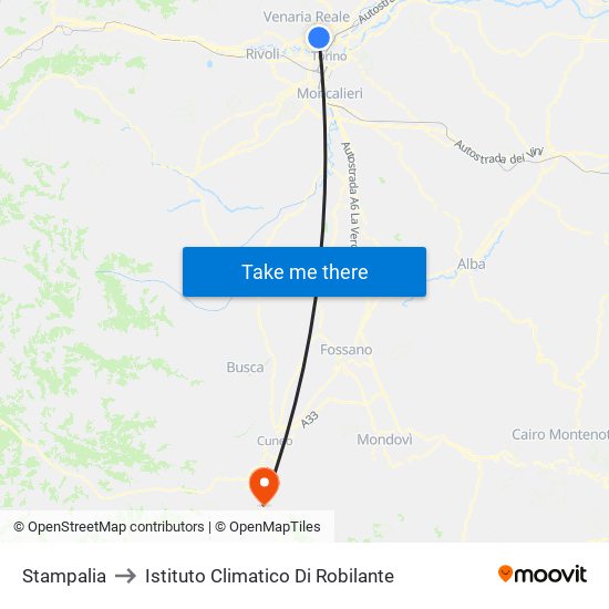 Stampalia to Istituto Climatico Di Robilante map