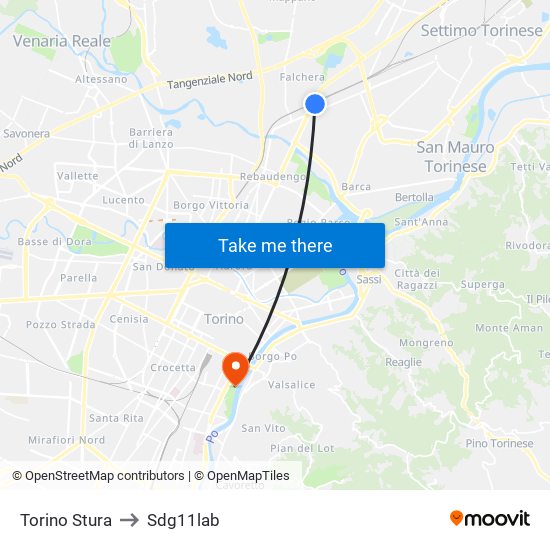 Torino Stura to Sdg11lab map