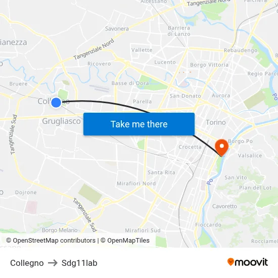 Collegno to Sdg11lab map