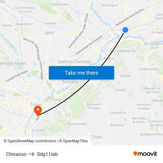 Chivasso to Sdg11lab map