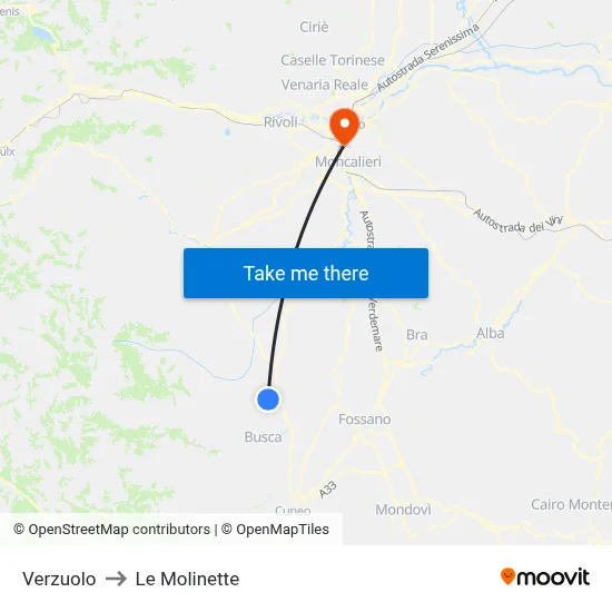 Verzuolo to Le Molinette map