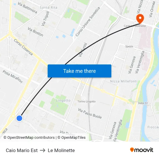 Caio Mario Est to Le Molinette map