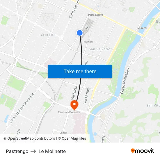 Pastrengo to Le Molinette map