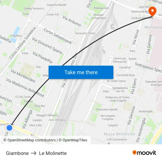 Giambone to Le Molinette map