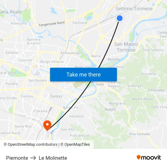 Piemonte to Le Molinette map