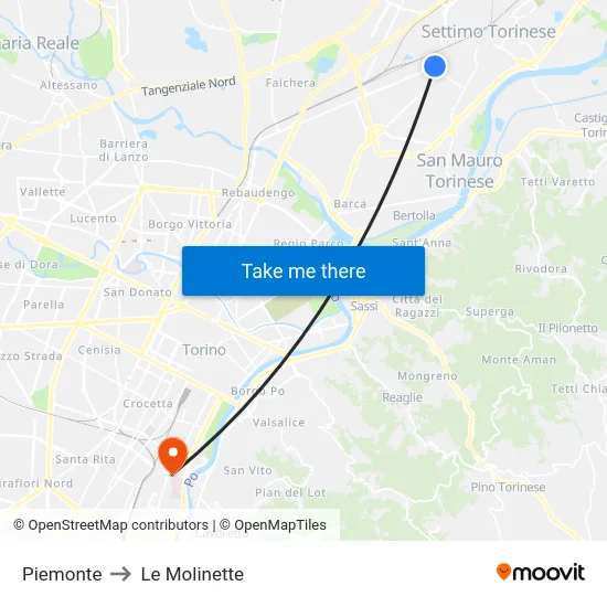 Piemonte to Le Molinette map