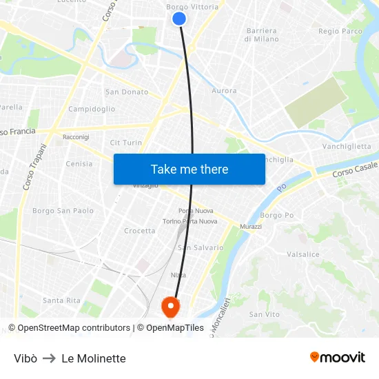 Vibò to Le Molinette map