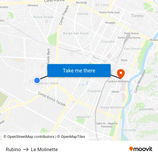 Rubino to Le Molinette map