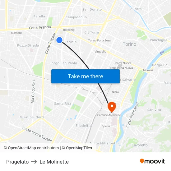 Pragelato to Le Molinette map