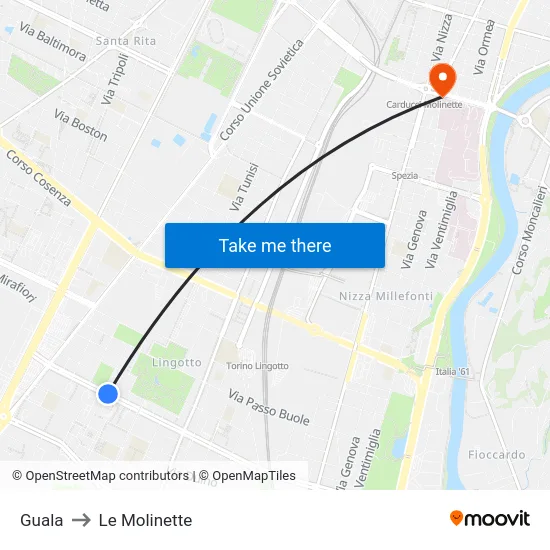Guala to Le Molinette map