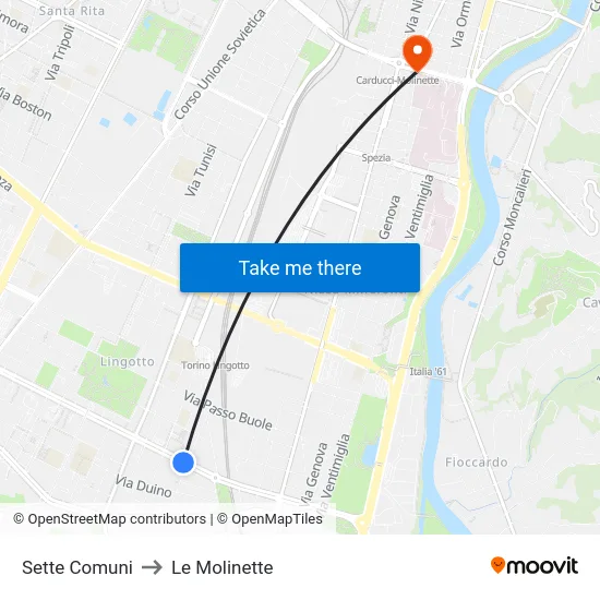 Seven Commons to Le Molinette map