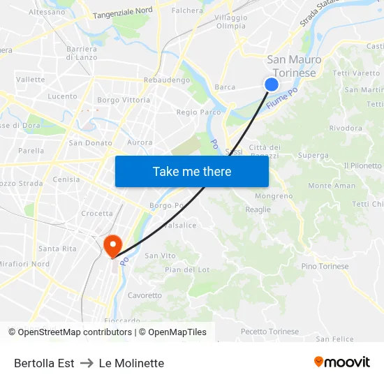 East Bertolla to Le Molinette map