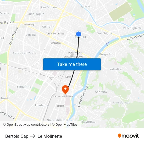 Bertola Cap to Le Molinette map
