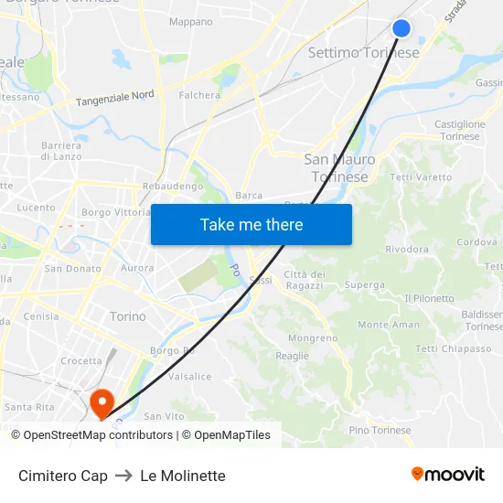 Cemetery Terminal to Le Molinette map
