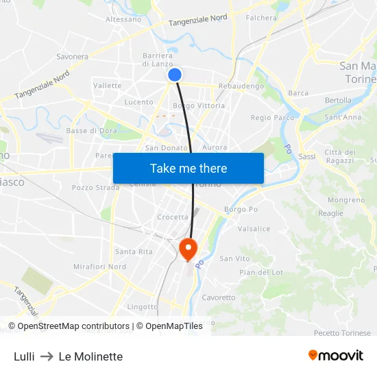 Lulli to Le Molinette map