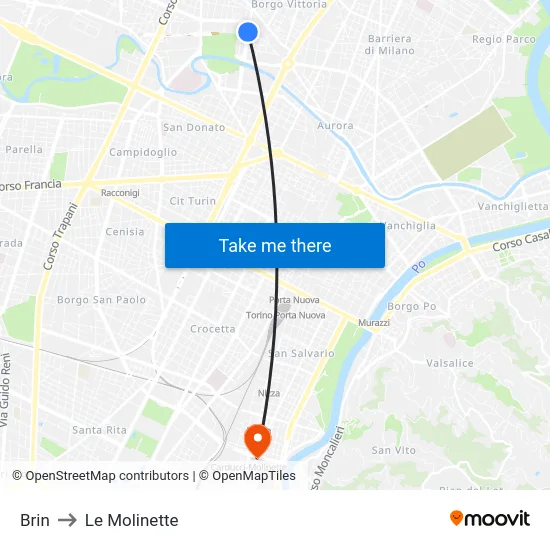 Brin to Le Molinette map