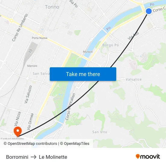 Borromini to Le Molinette map