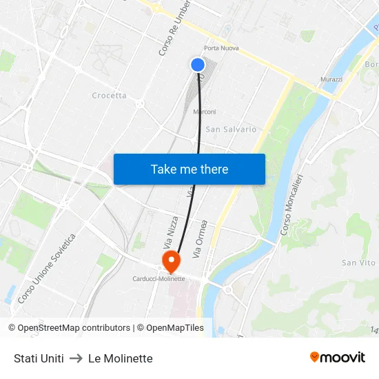 Stati Uniti to Le Molinette map