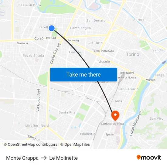 Monte Grappa to Le Molinette map