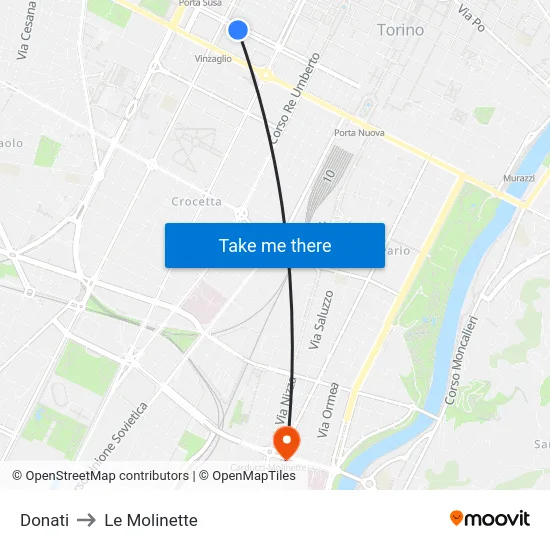 Donati to Le Molinette map