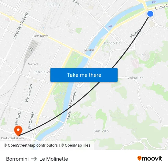 Borromini to Le Molinette map